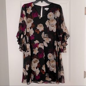 Calvin Klein Floral Chiffon V-neck Dress
